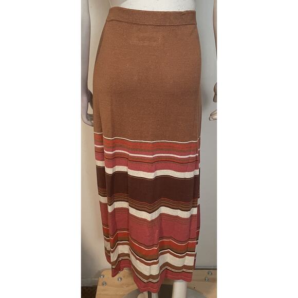 Double D Ranch Monument Pass Skirt XL NWT Orange Brown Stripe Fringe - Picture 2 of 9